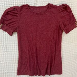 Elegant Burgundy Puff Sleeve Top